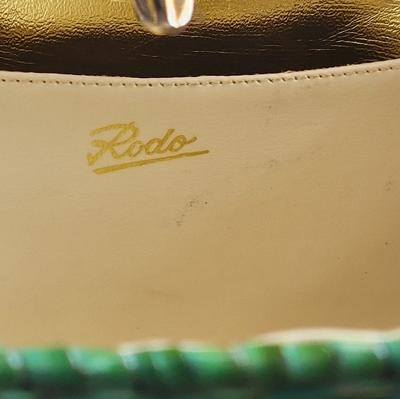 RODO vintage 70s green wicker crescent shaped handbag - Picture 11 of 11